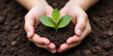 Piccole mani che piantano un seme in terreno fertile, simboleggiando la crescita e l'importanza delle origini del cibo.